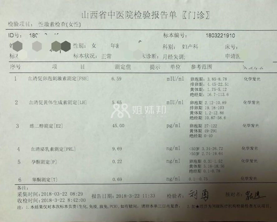 性激素六项检查单