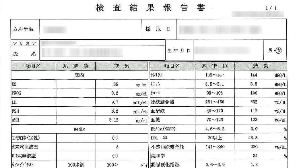 日本英医院检查结果报告书