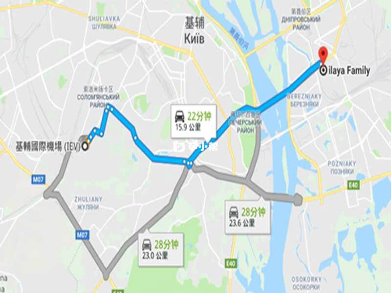 从机场到医院的路线图